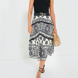 Love the Label Dagmar Ivory and Navy Printed Sybille Skirt